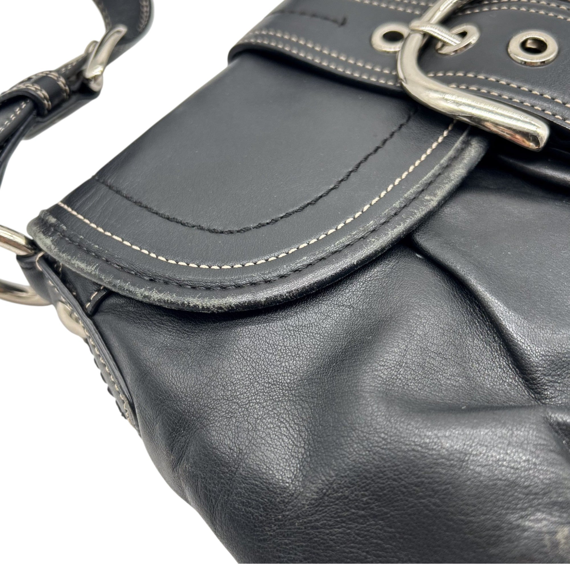 Coach Legacy Black Leather Buckle Shoulder Bag
