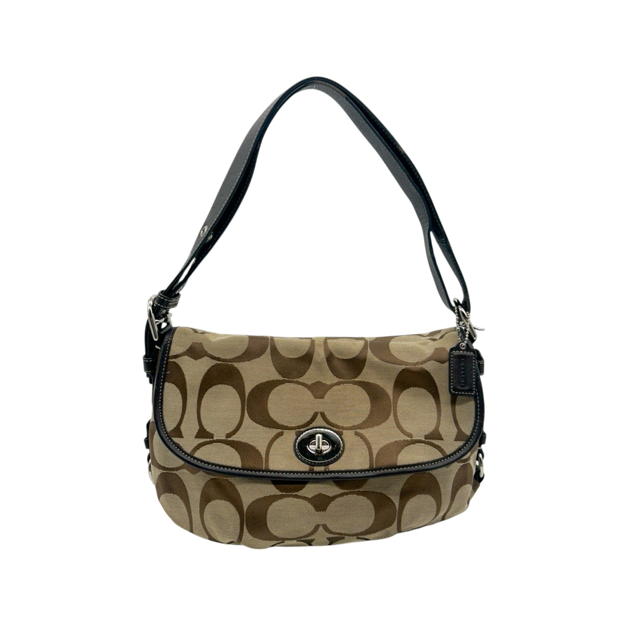 Coach Signature Canvas Turnlock Shoulder Bag