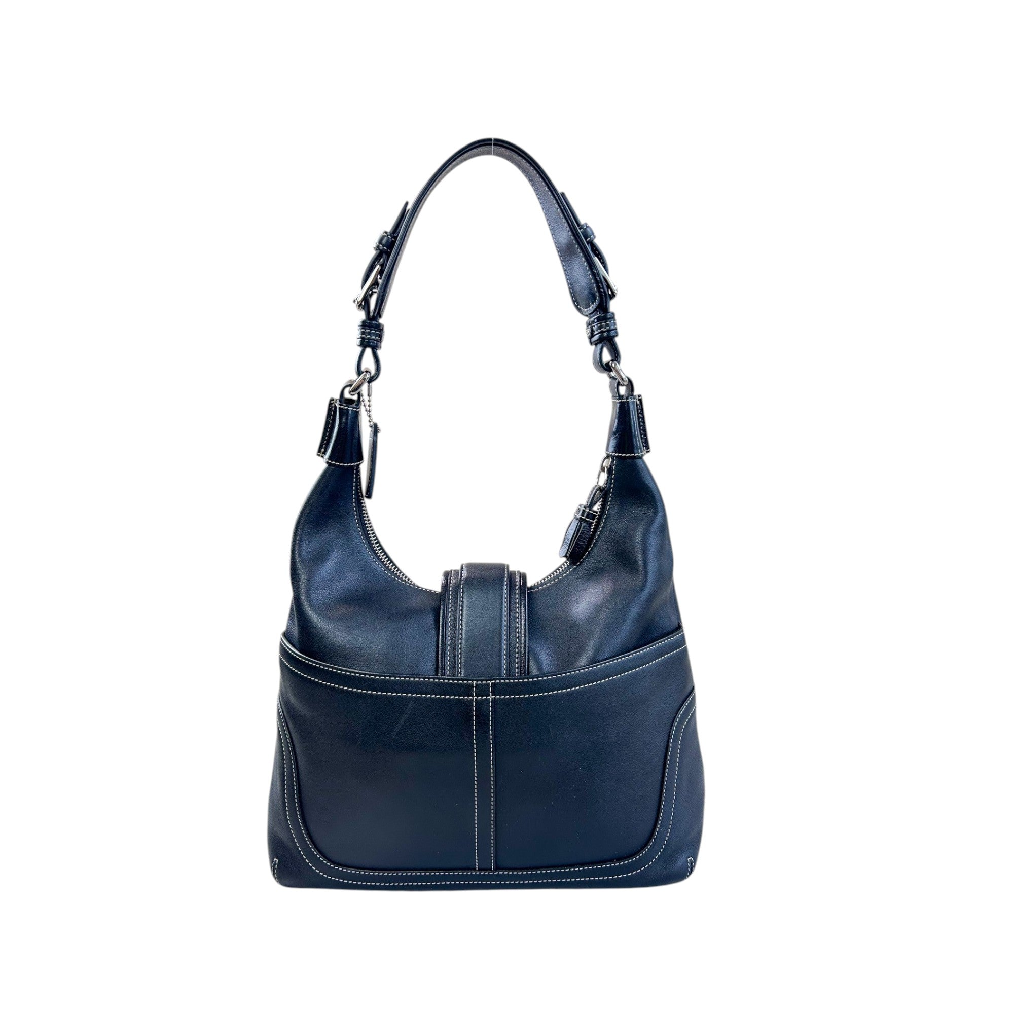 Coach Black Leather Buckle Hobo Shoulder Bag