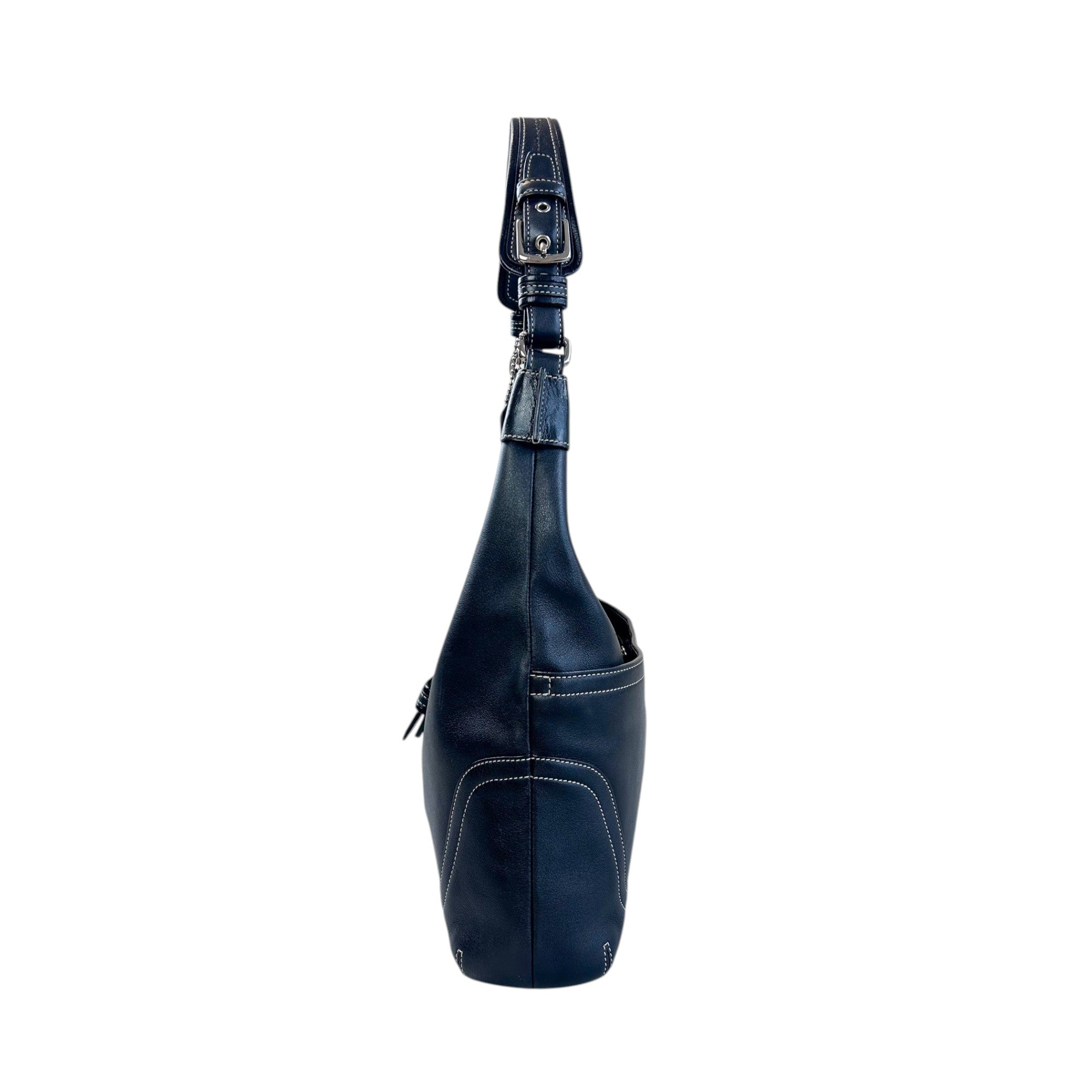 Coach Black Leather Buckle Hobo Shoulder Bag