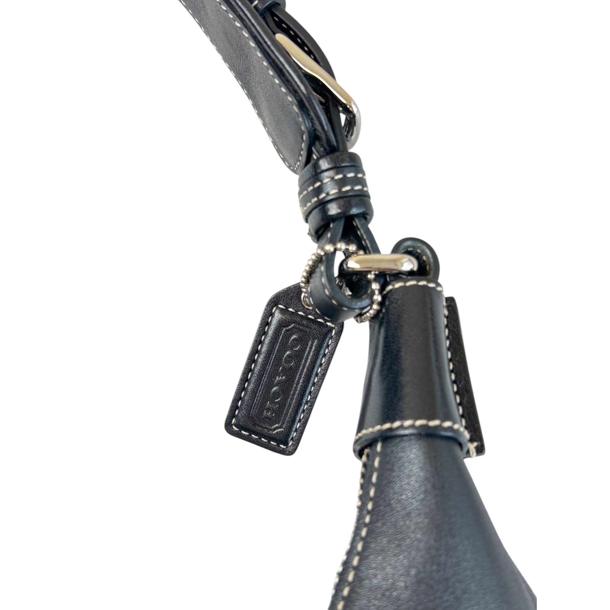 Coach Black Leather Buckle Hobo Shoulder Bag
