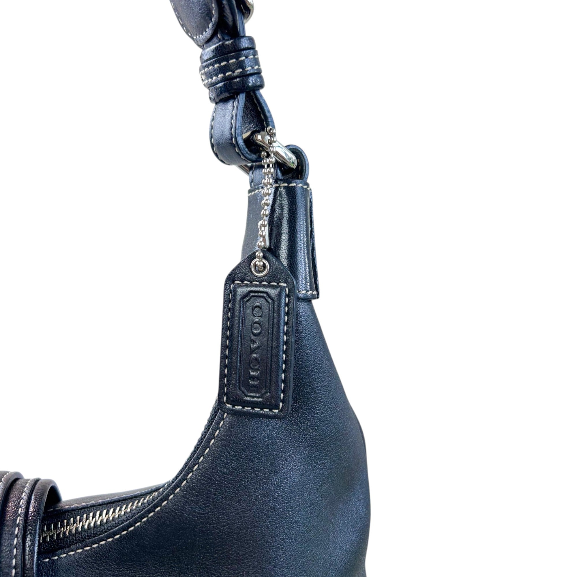 Coach Black Leather Buckle Hobo Shoulder Bag