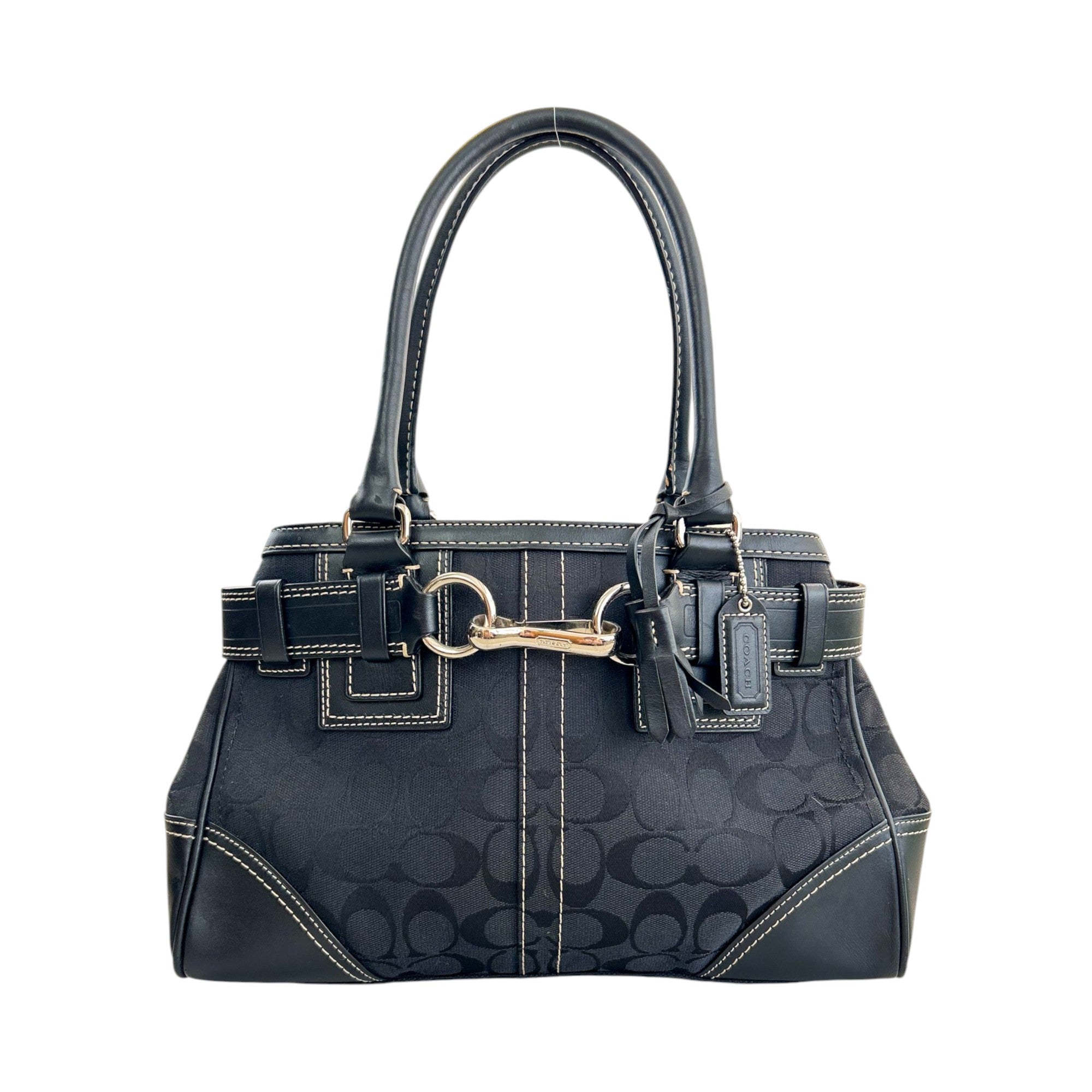 Coach Black Signature Horsebit Shoulder Bag