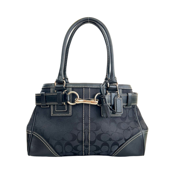 Coach Black Signature Horsebit Shoulder Bag