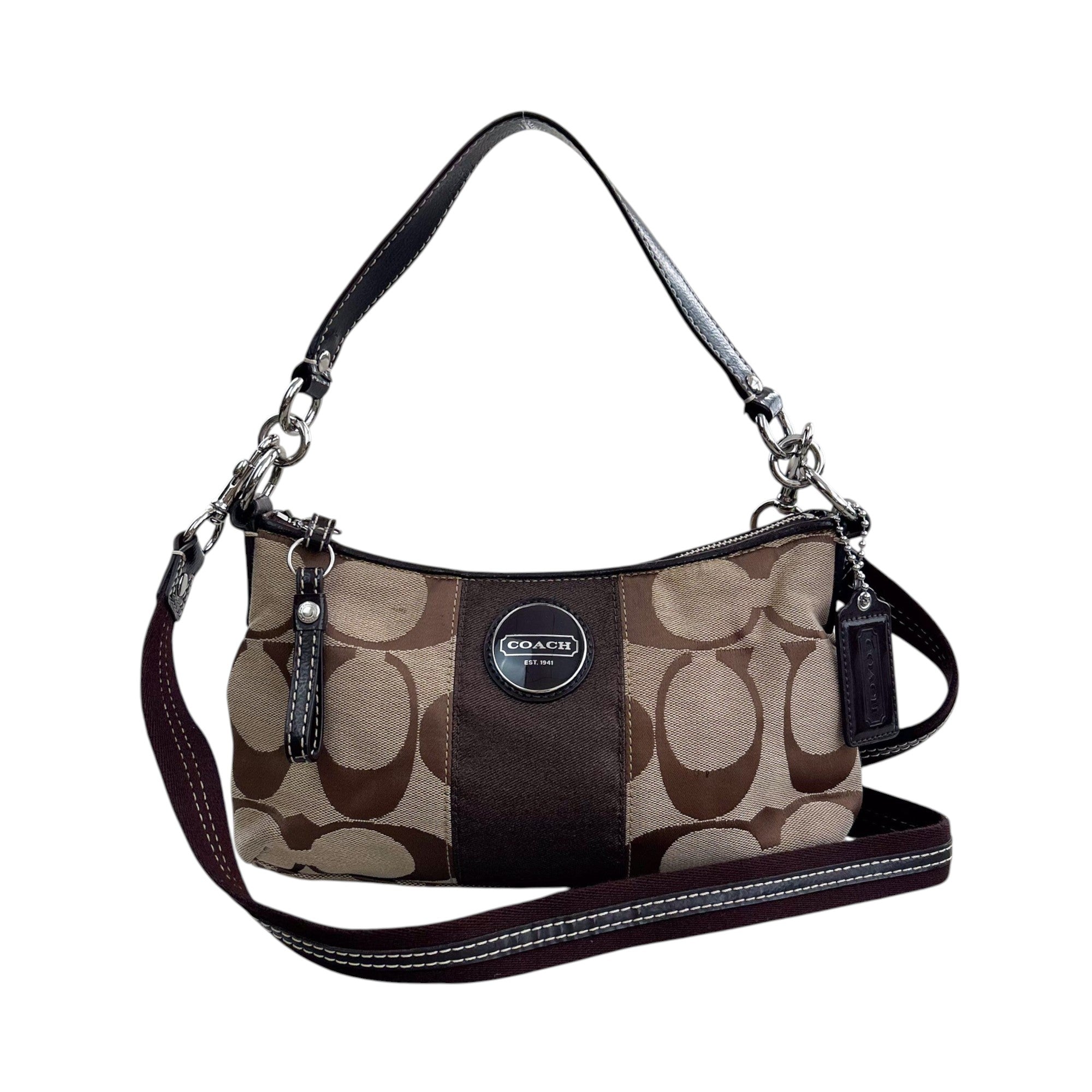 Coach Brown Signature Canvas Shoulder Bag