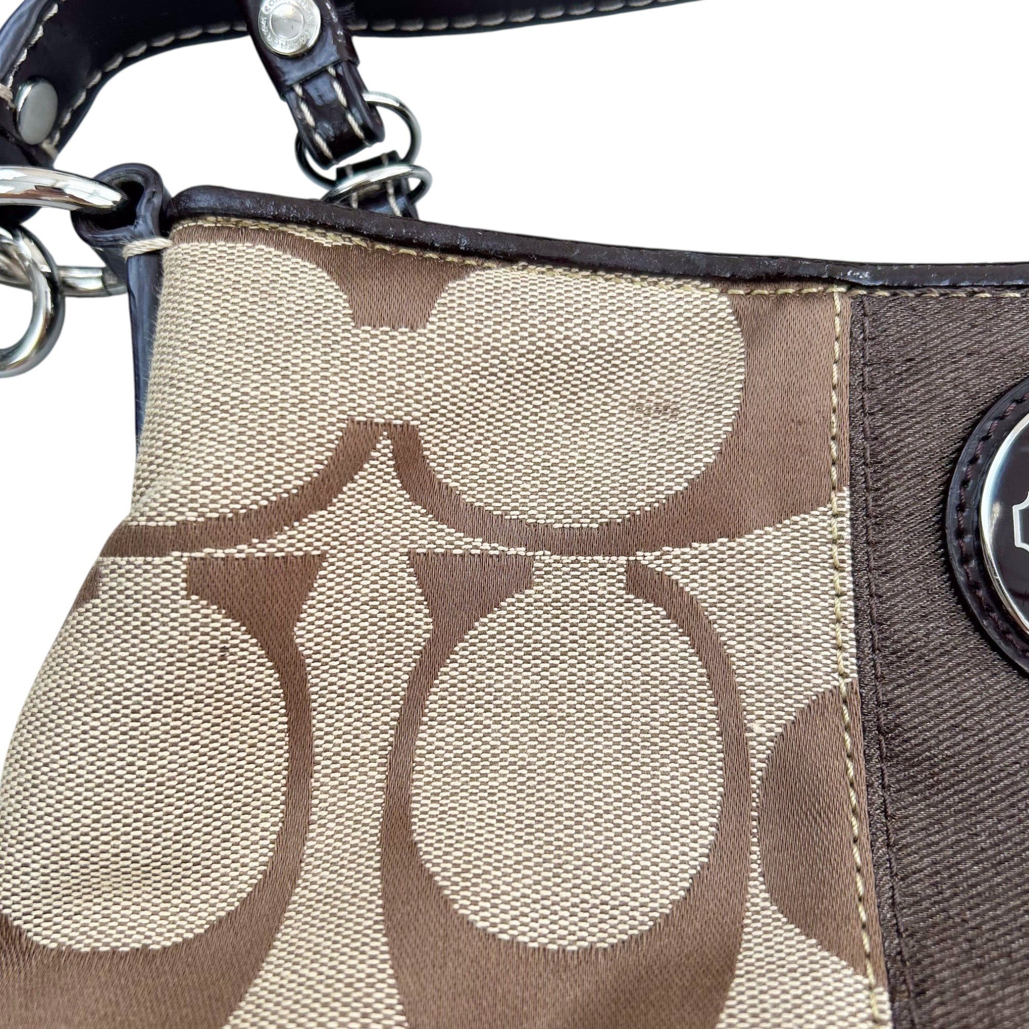 Coach Brown Signature Canvas Shoulder Bag