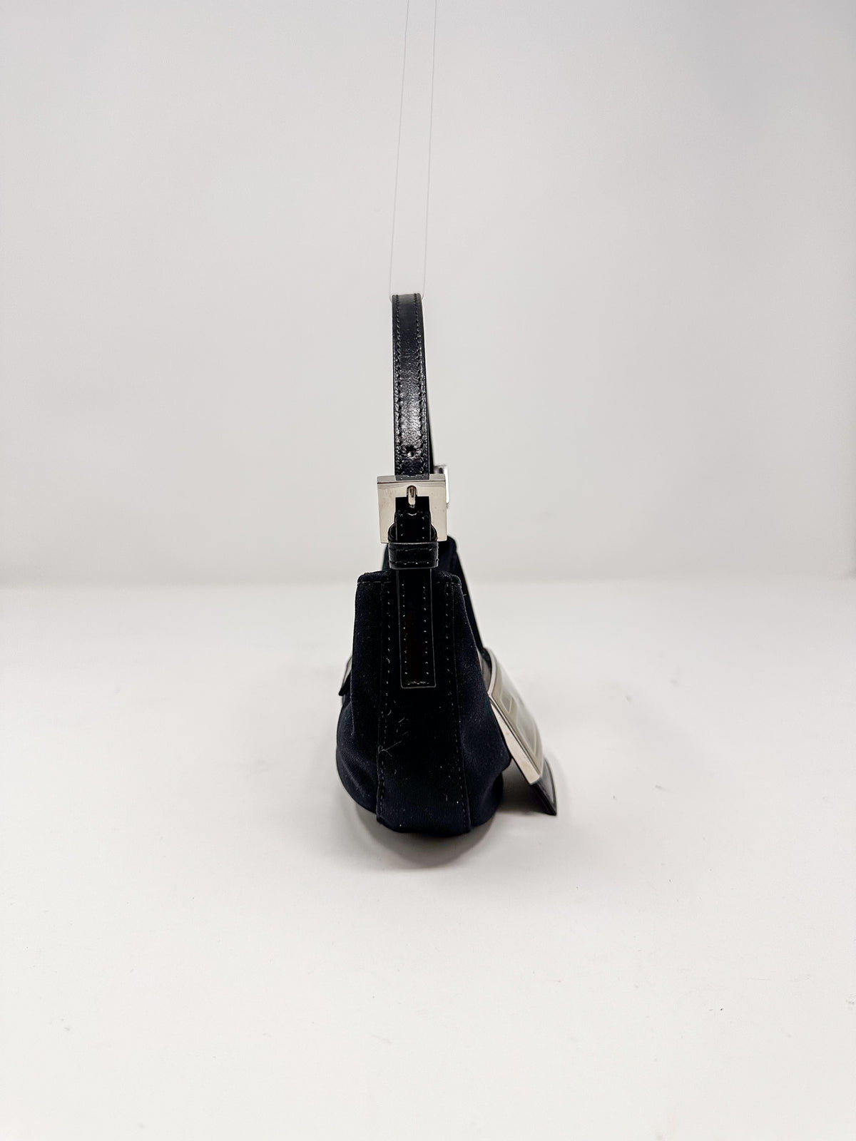 Fendi Vintage Black Nylon Mini Croissant Shoulder Bag
