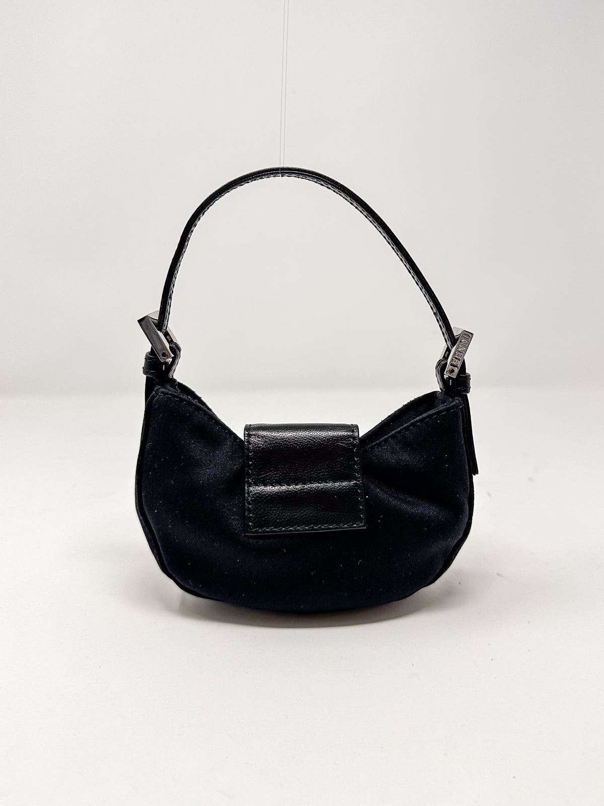 Fendi Vintage Black Nylon Mini Croissant Shoulder Bag