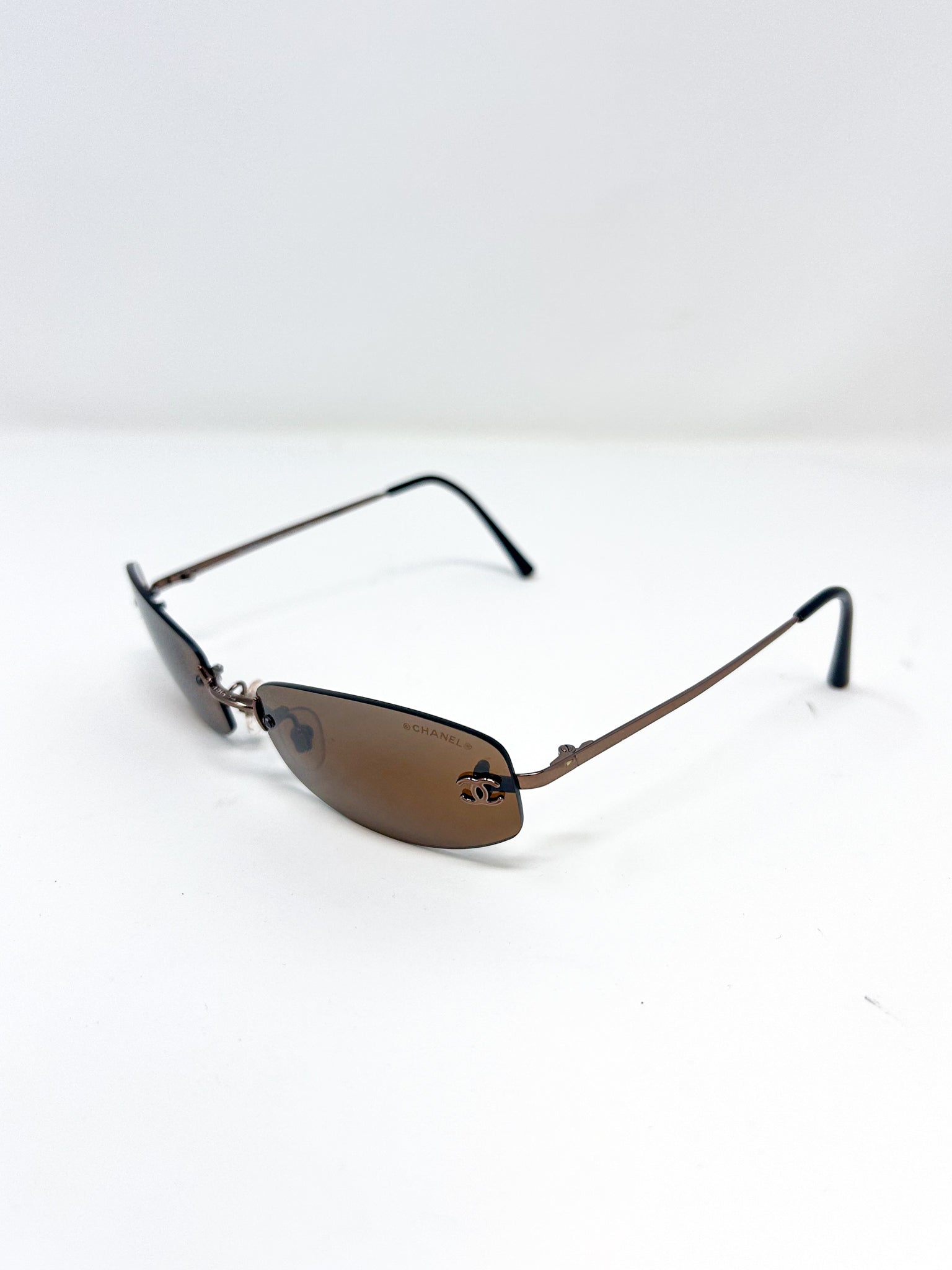 Chanel Brown Rimless Sunglasses