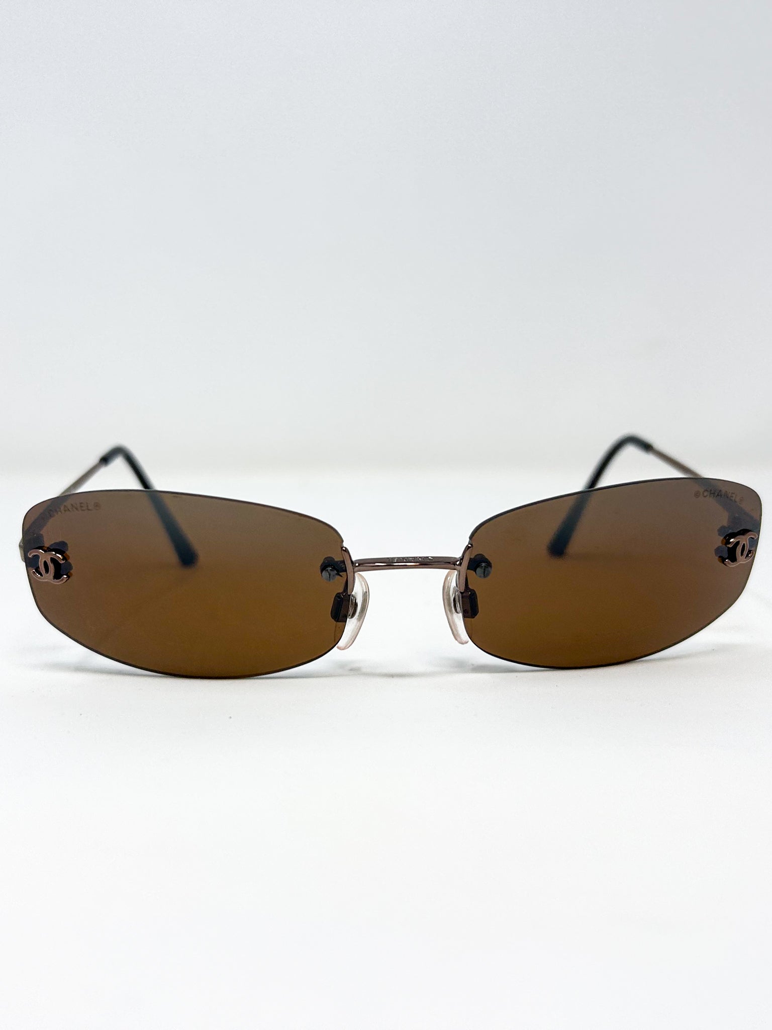 Chanel Brown Rimless Sunglasses