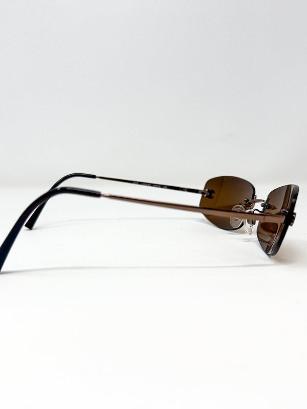 Chanel Brown Rimless Sunglasses
