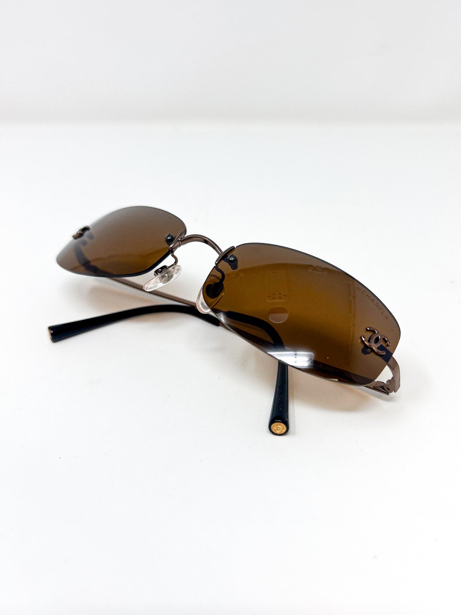 Chanel Brown Rimless Sunglasses