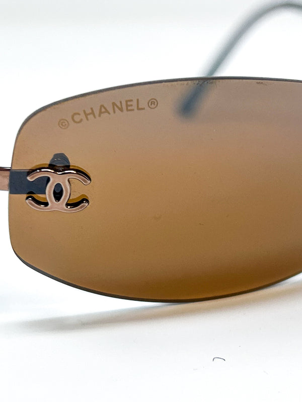 Chanel Brown Rimless Sunglasses