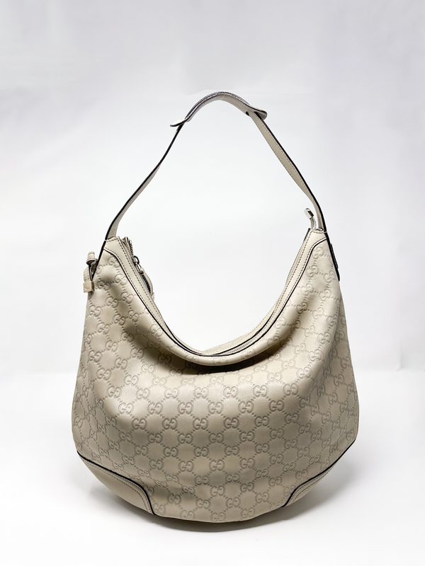 Gucci Ivory Guccissima Leather Hobo Shoulder Bag