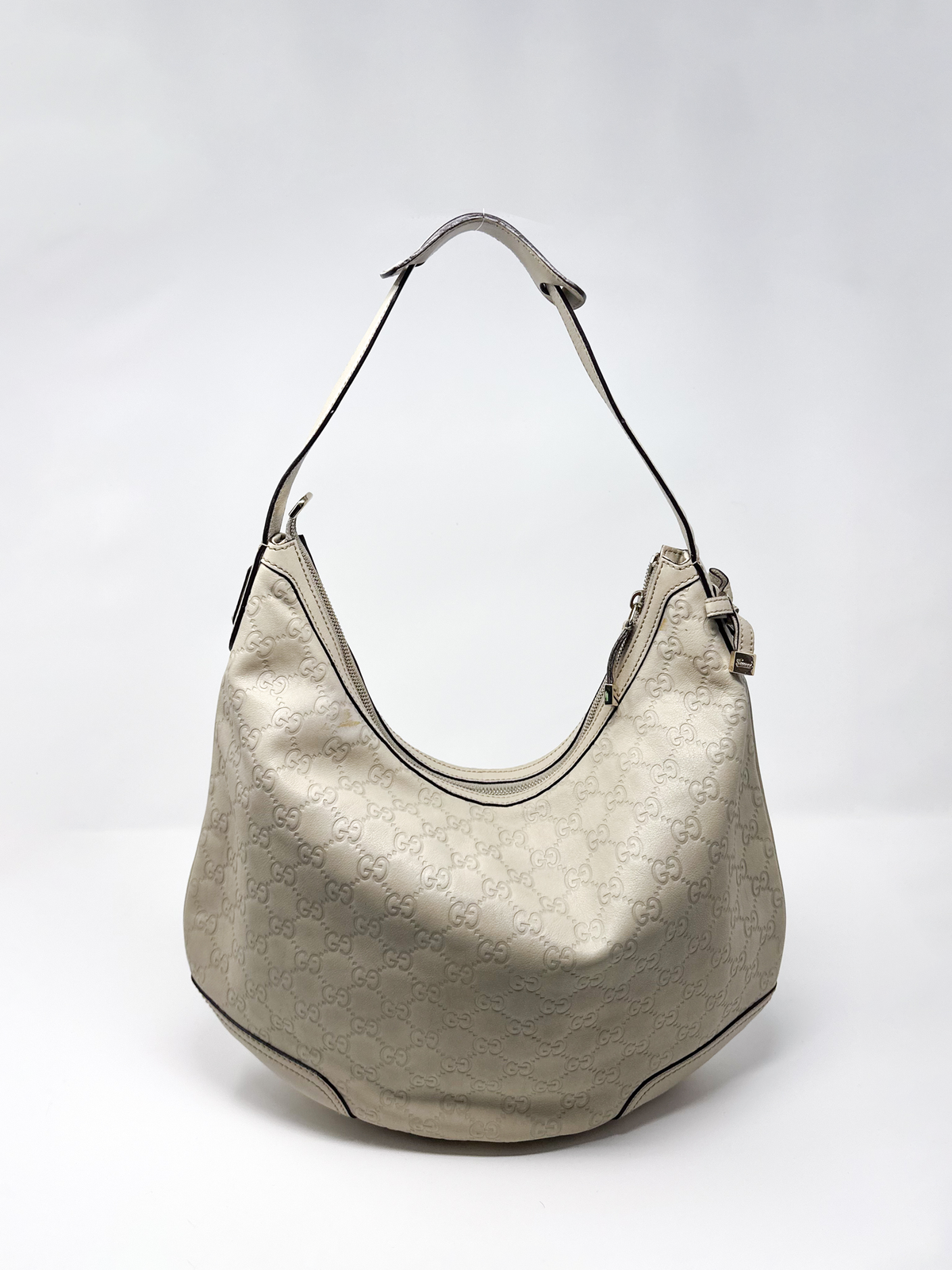 Gucci Ivory Guccissima Leather Hobo Shoulder Bag
