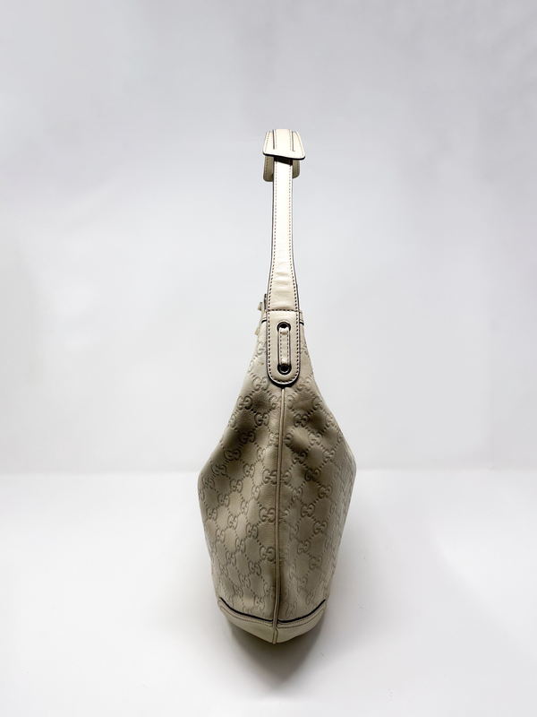 Gucci Ivory Guccissima Leather Hobo Shoulder Bag