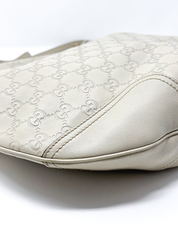 Gucci Ivory Guccissima Leather Hobo Shoulder Bag