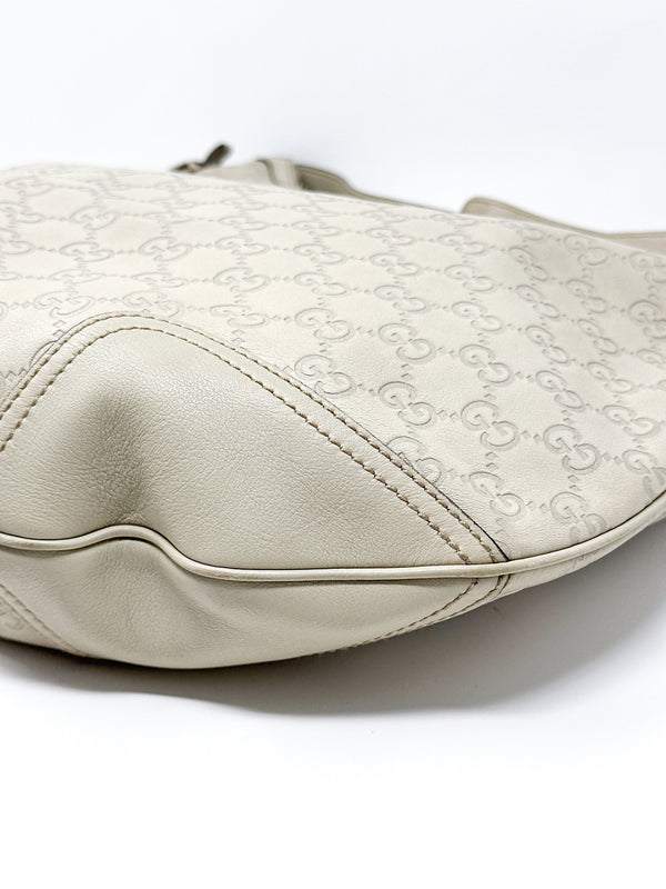 Gucci Ivory Guccissima Leather Hobo Shoulder Bag
