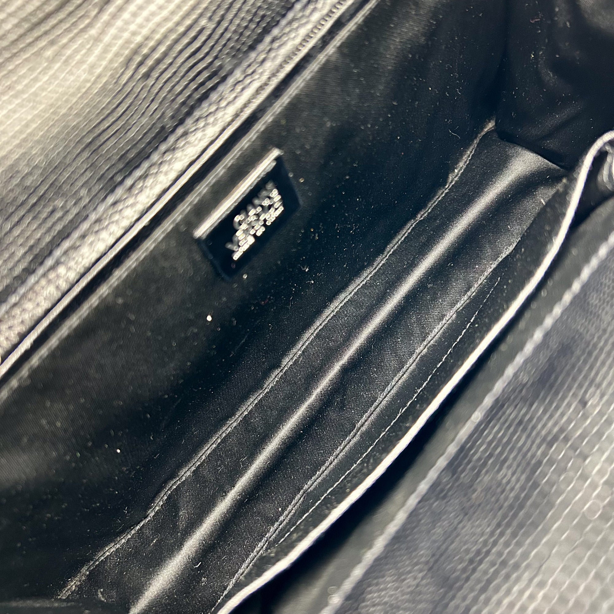 Gianni Versace Black Embossed Leather Shoulder Bag