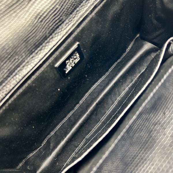Gianni Versace Black Embossed Leather Shoulder Bag
