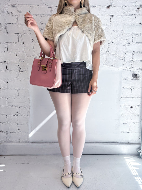Miu Miu Pink Madras Leather Top Handle Crossbody Bag