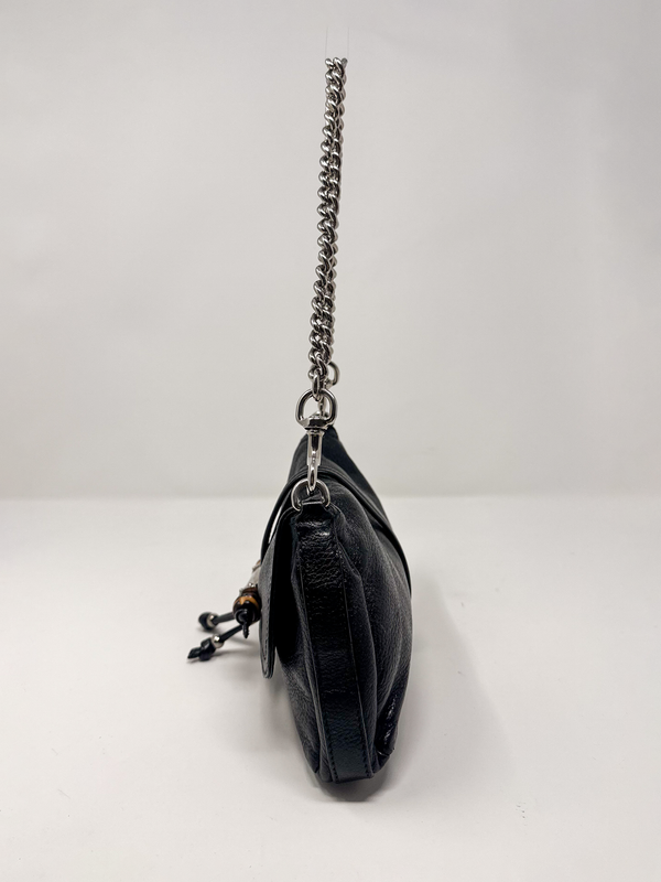 Gucci Bamboo Tassel Black Leather Chain Croisette Shoulder Bag