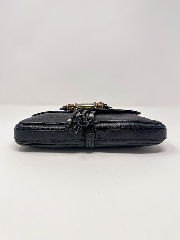 Gucci Bamboo Tassel Black Leather Chain Croisette Shoulder Bag
