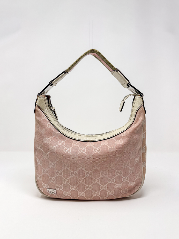 Gucci Small Pink GG Canvas Hobo Bag