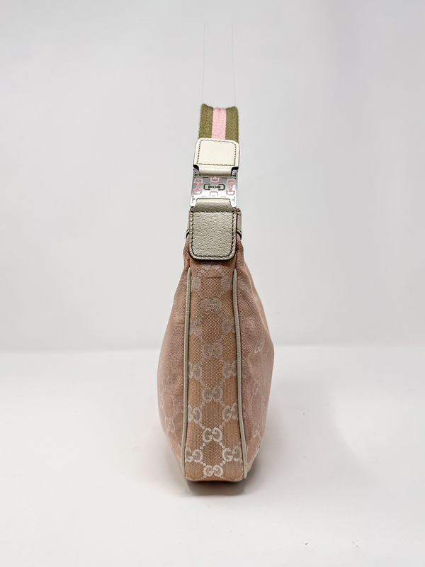 Gucci Small Pink GG Canvas Hobo Bag