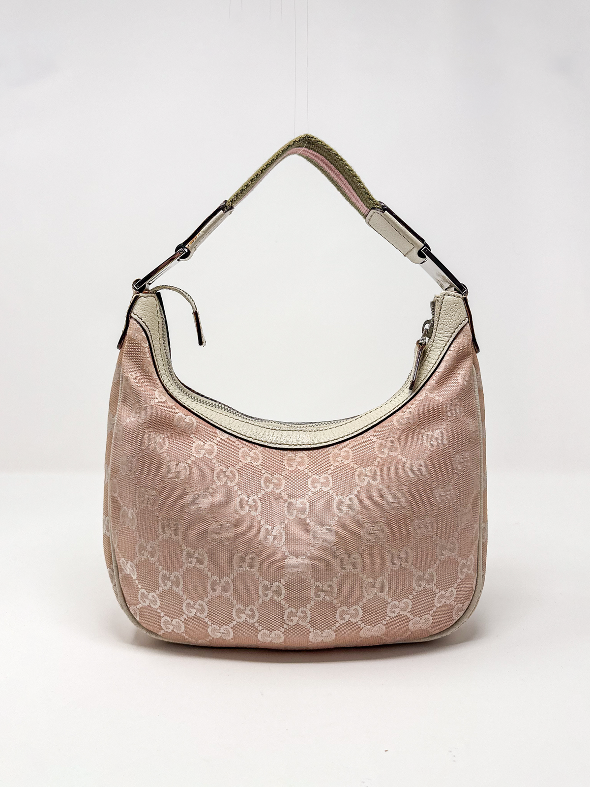 Gucci Small Pink GG Canvas Hobo Bag