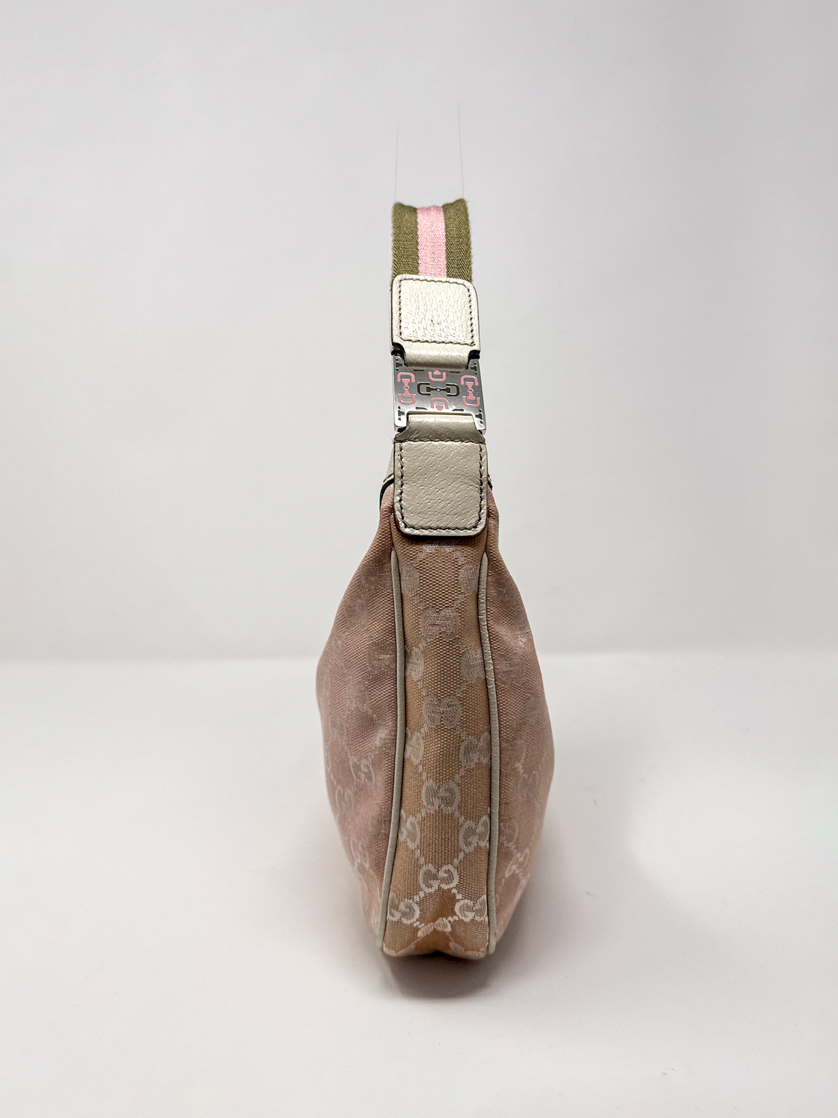Gucci Small Pink GG Canvas Hobo Bag