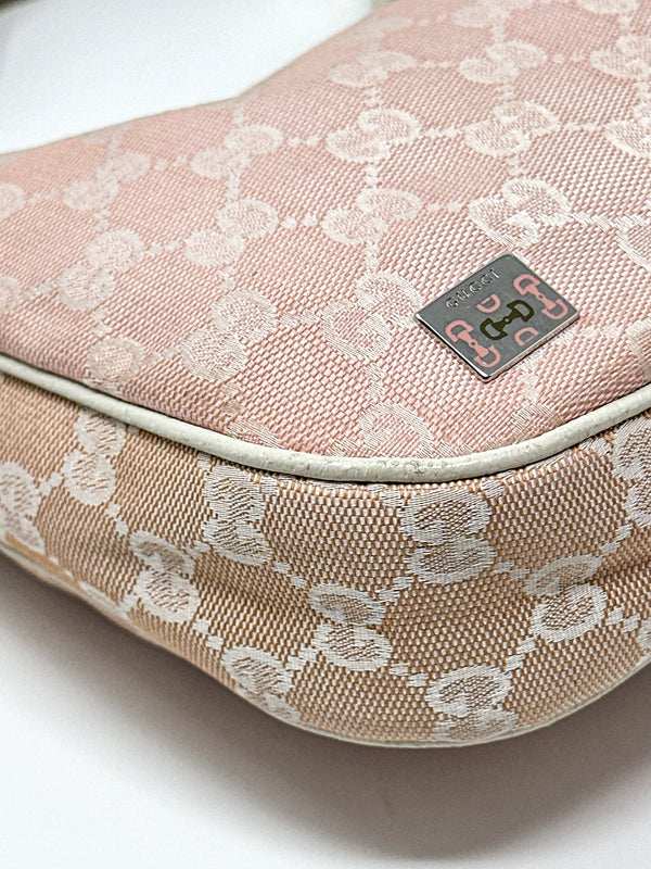 Gucci Small Pink GG Canvas Hobo Bag