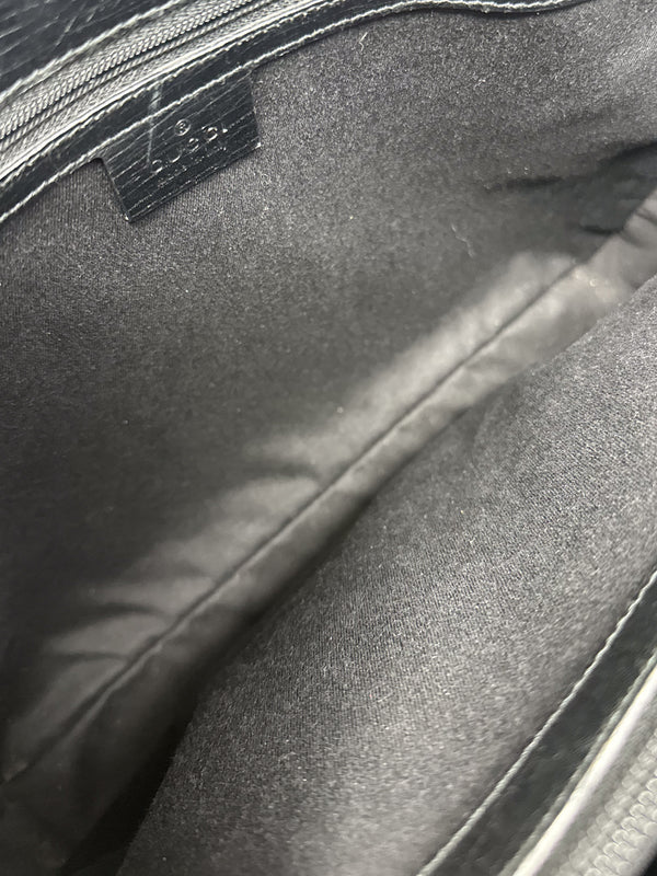 Gucci Black Canvas Bamboo Tote Bag