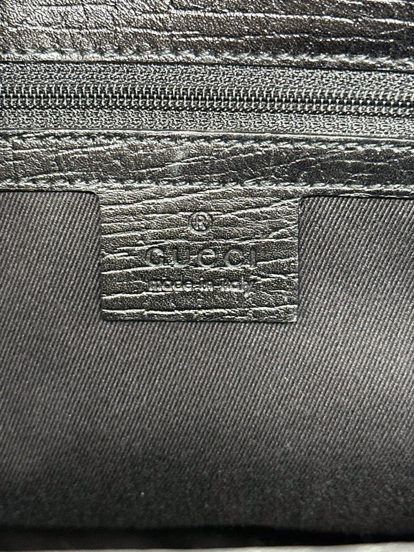 Gucci Black Canvas Bamboo Tote Bag