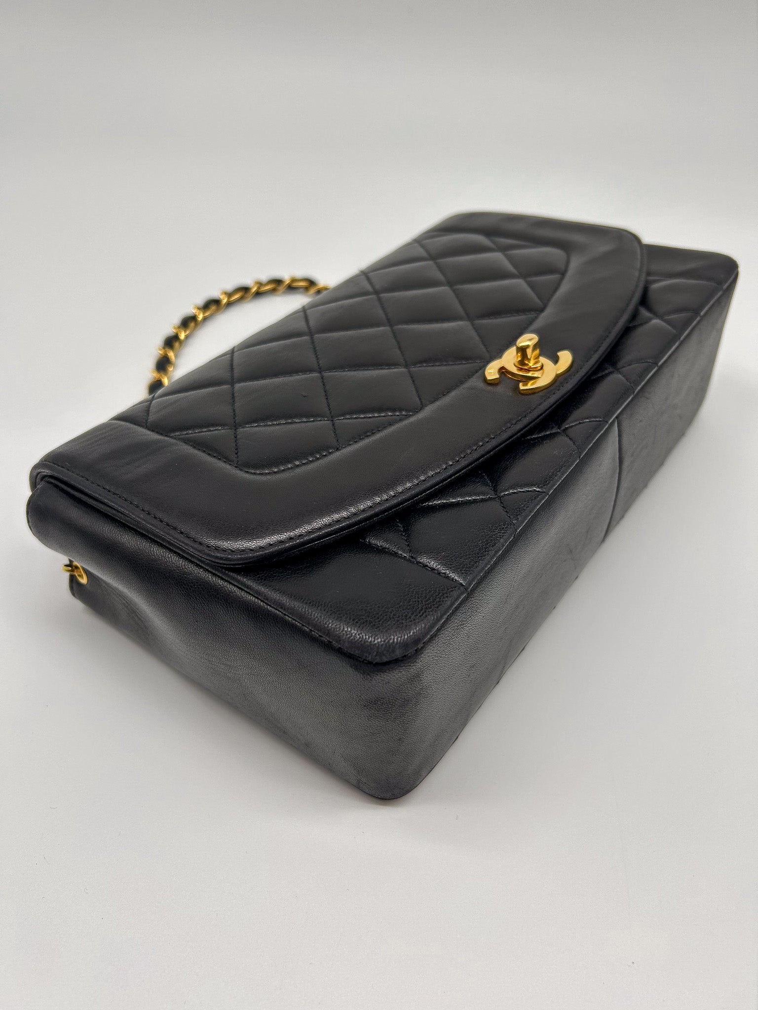 90s Black Lambskin Small Chanel Diana