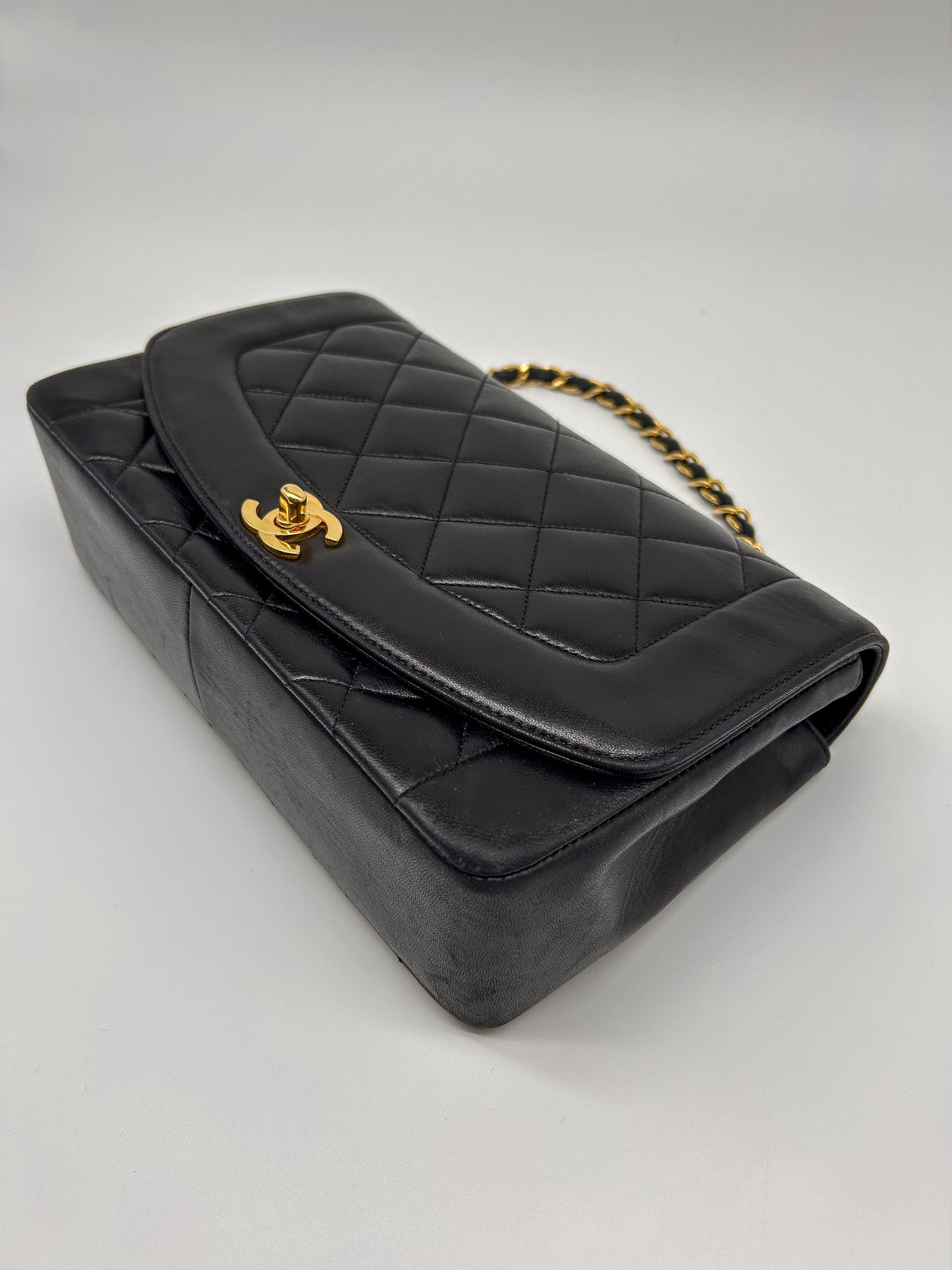 90s Black Lambskin Small Chanel Diana