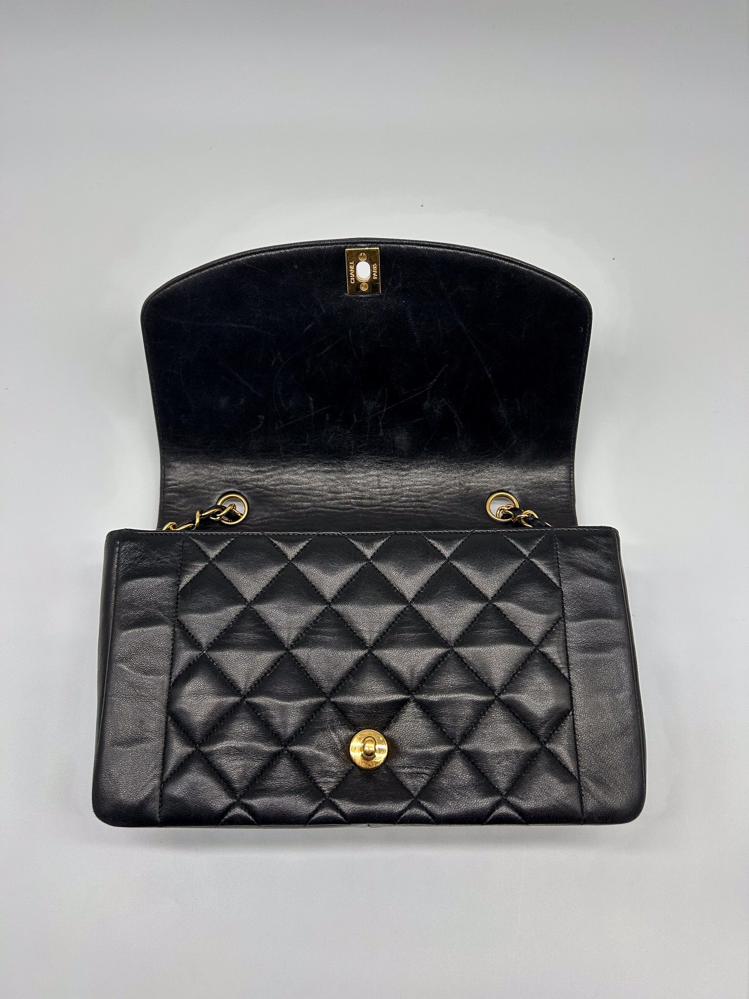 90s Black Lambskin Small Chanel Diana
