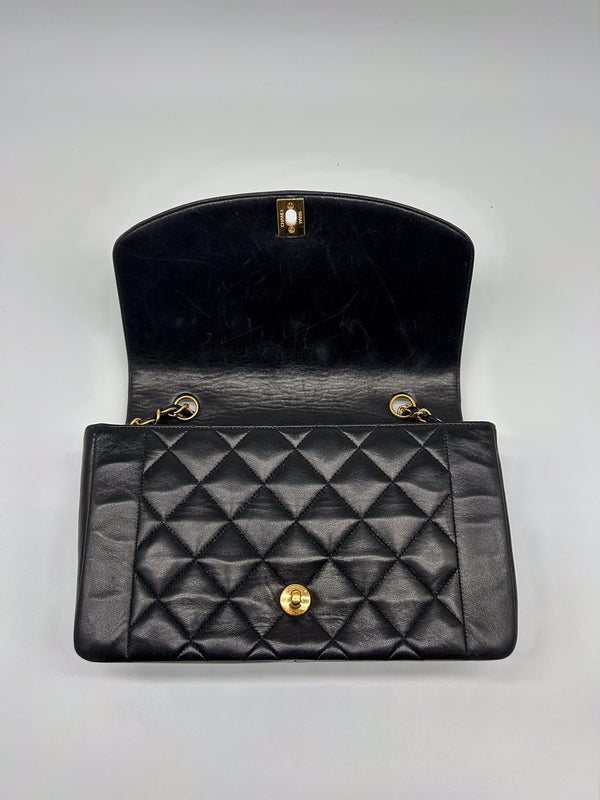 90s Black Lambskin Small Chanel Diana