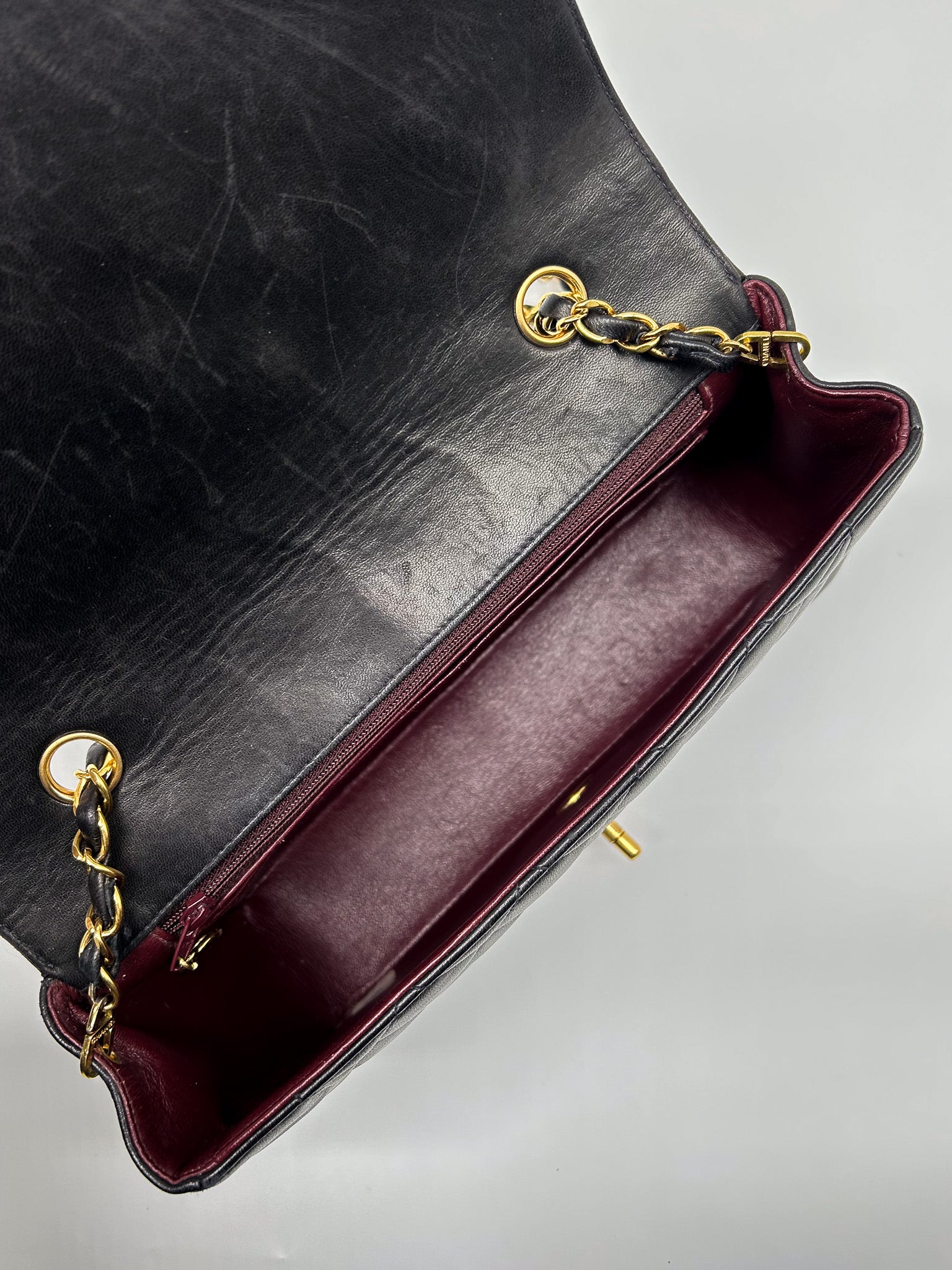 90s Black Lambskin Small Chanel Diana