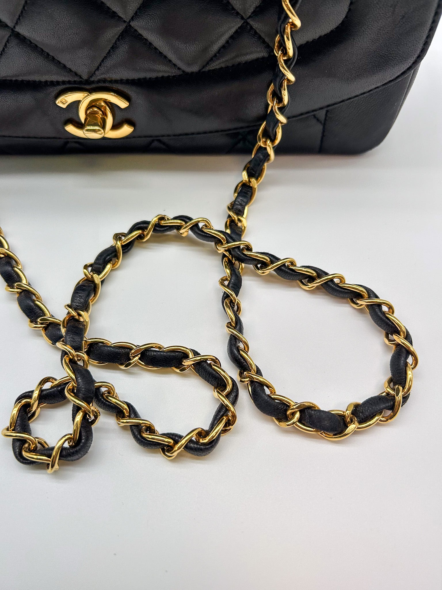 90s Black Lambskin Small Chanel Diana