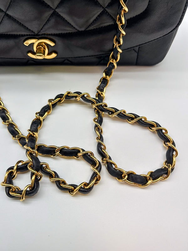 90s Black Lambskin Small Chanel Diana