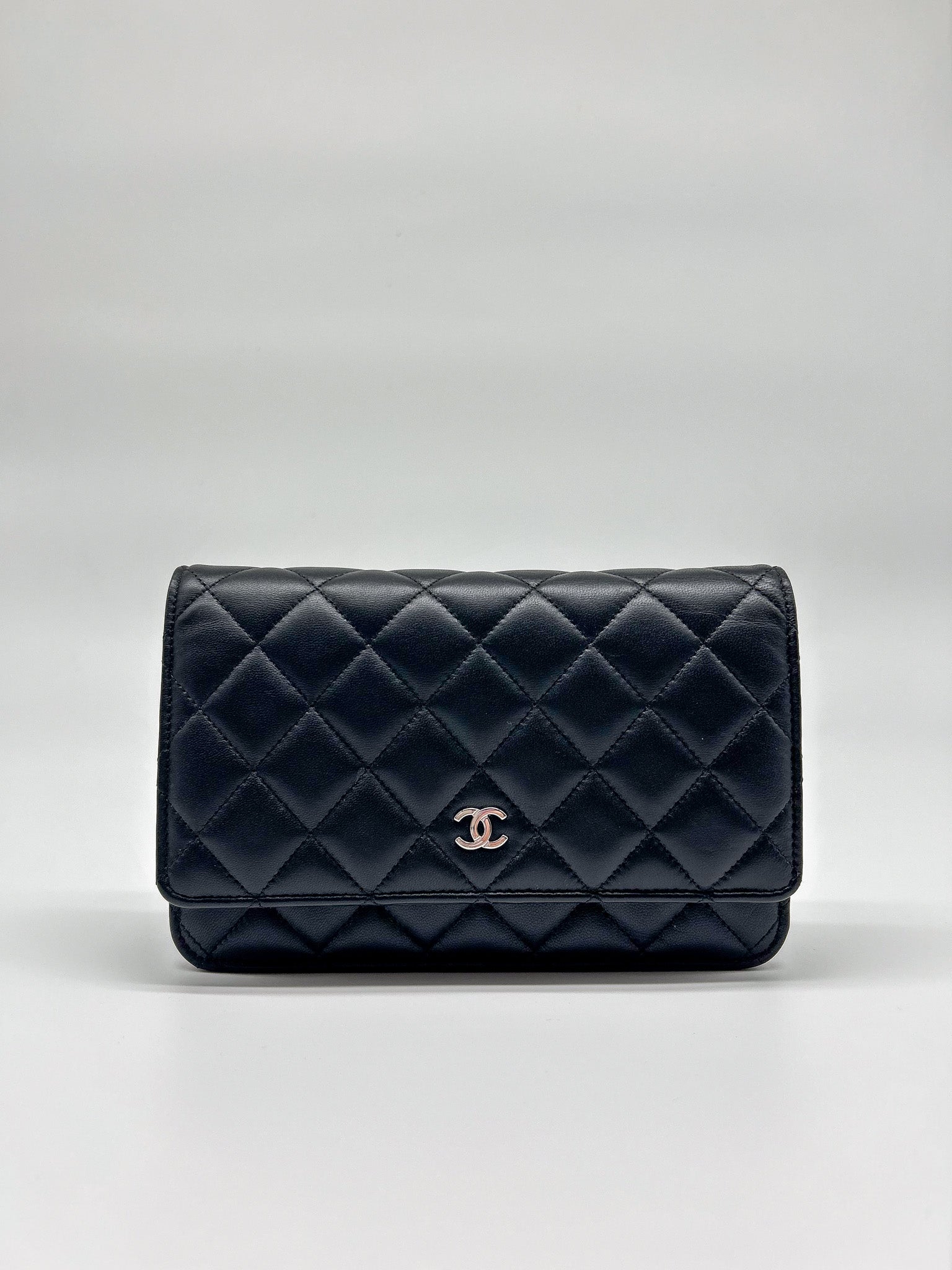 Chanel Black Lambskin Leather Wallet on Chain