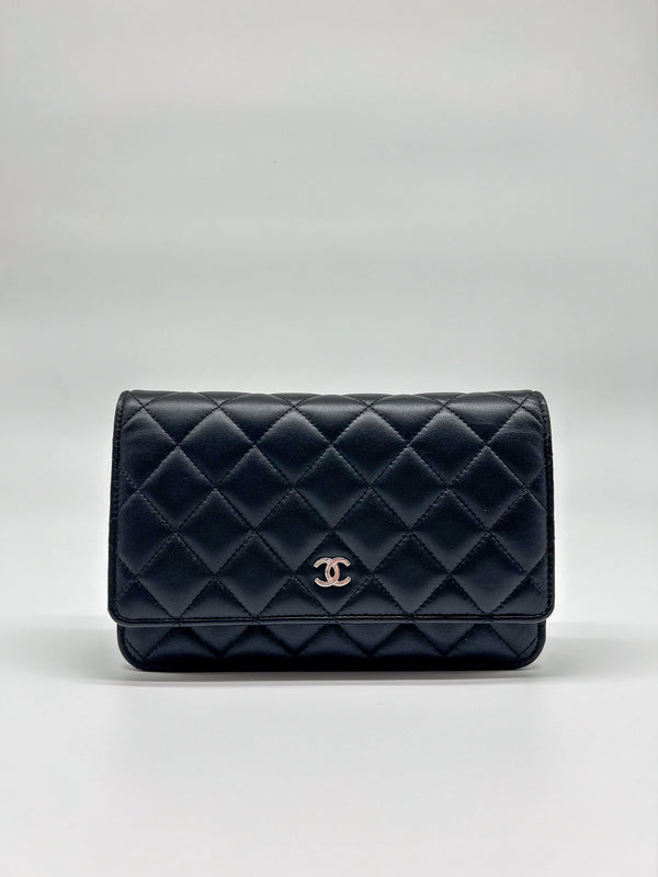 Chanel Black Lambskin Leather Wallet on Chain