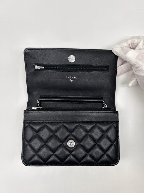 Chanel Black Lambskin Leather Wallet on Chain