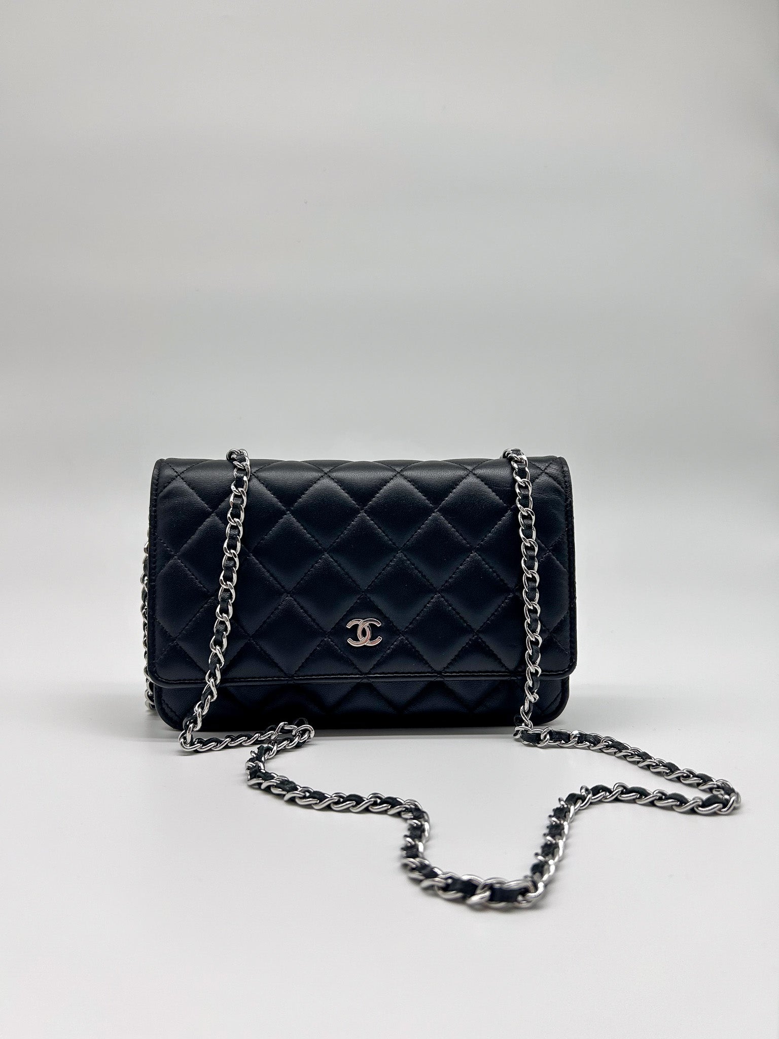 Chanel Black Lambskin Leather Wallet on Chain