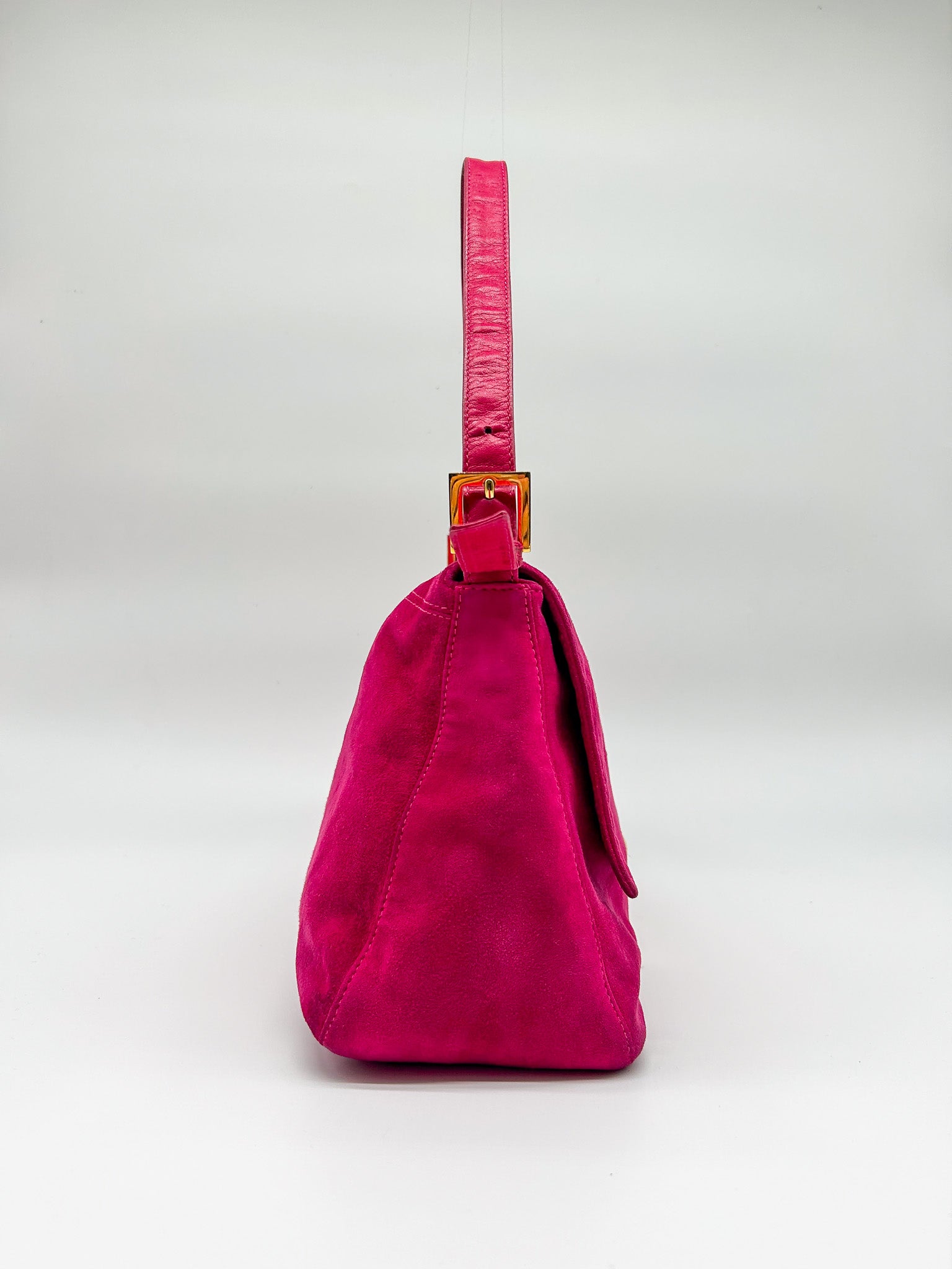 Fendi Raspberry Suede Mamma Baguette Bag