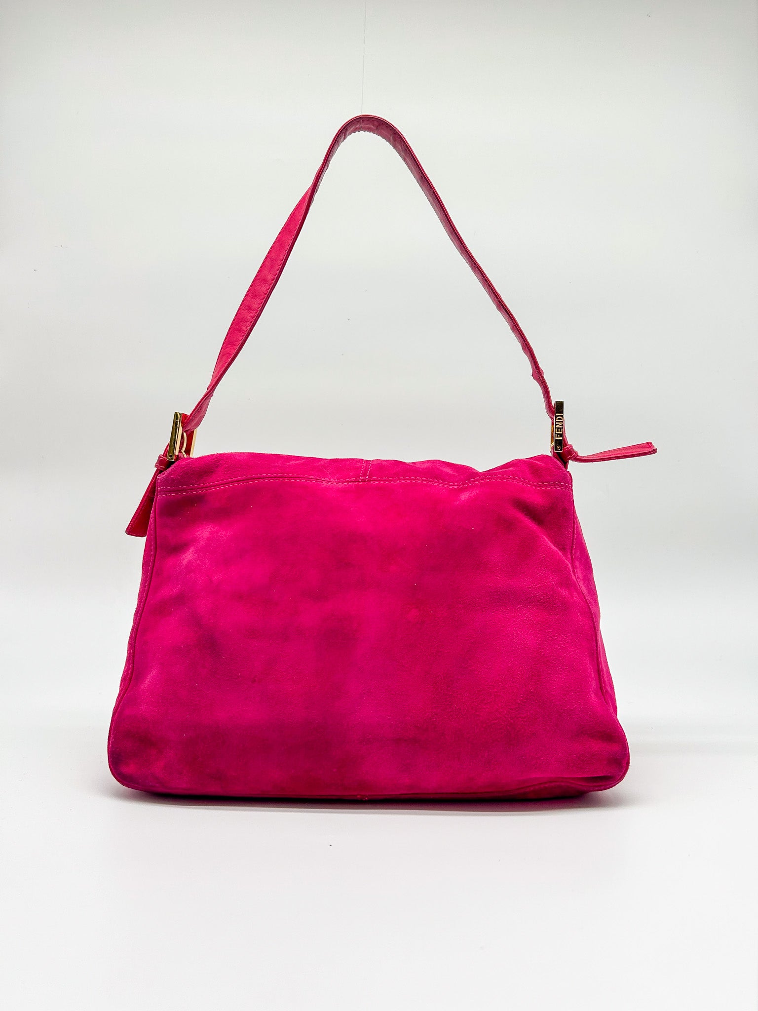 Fendi Raspberry Suede Mamma Baguette Bag