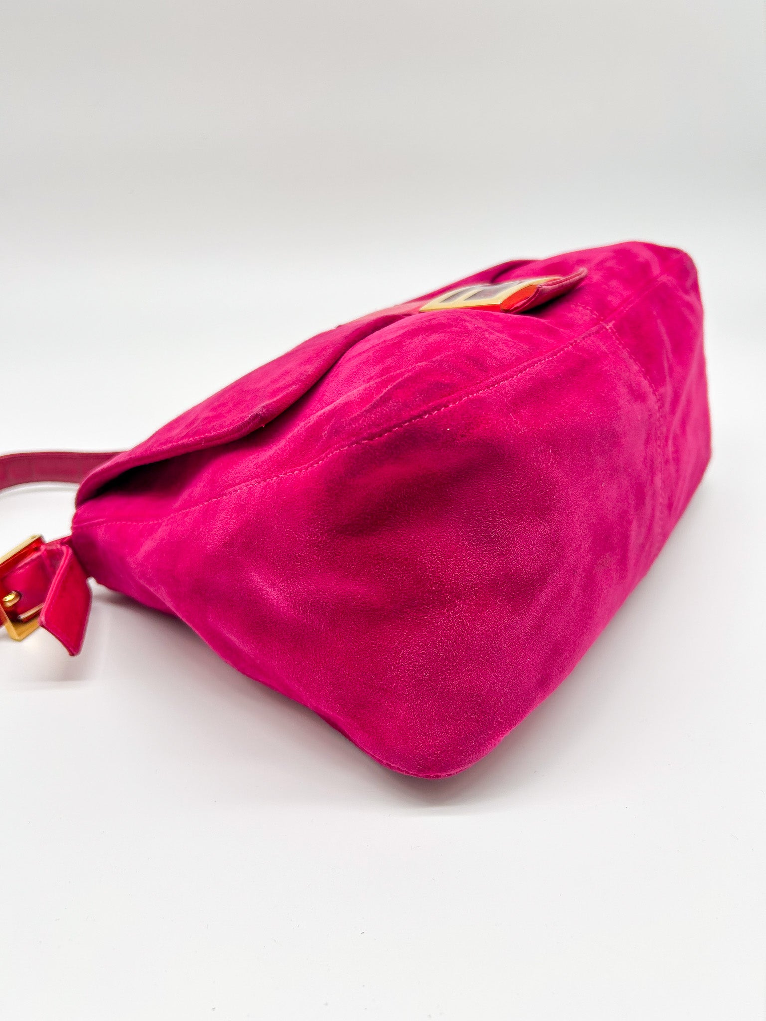Fendi Raspberry Suede Mamma Baguette Bag