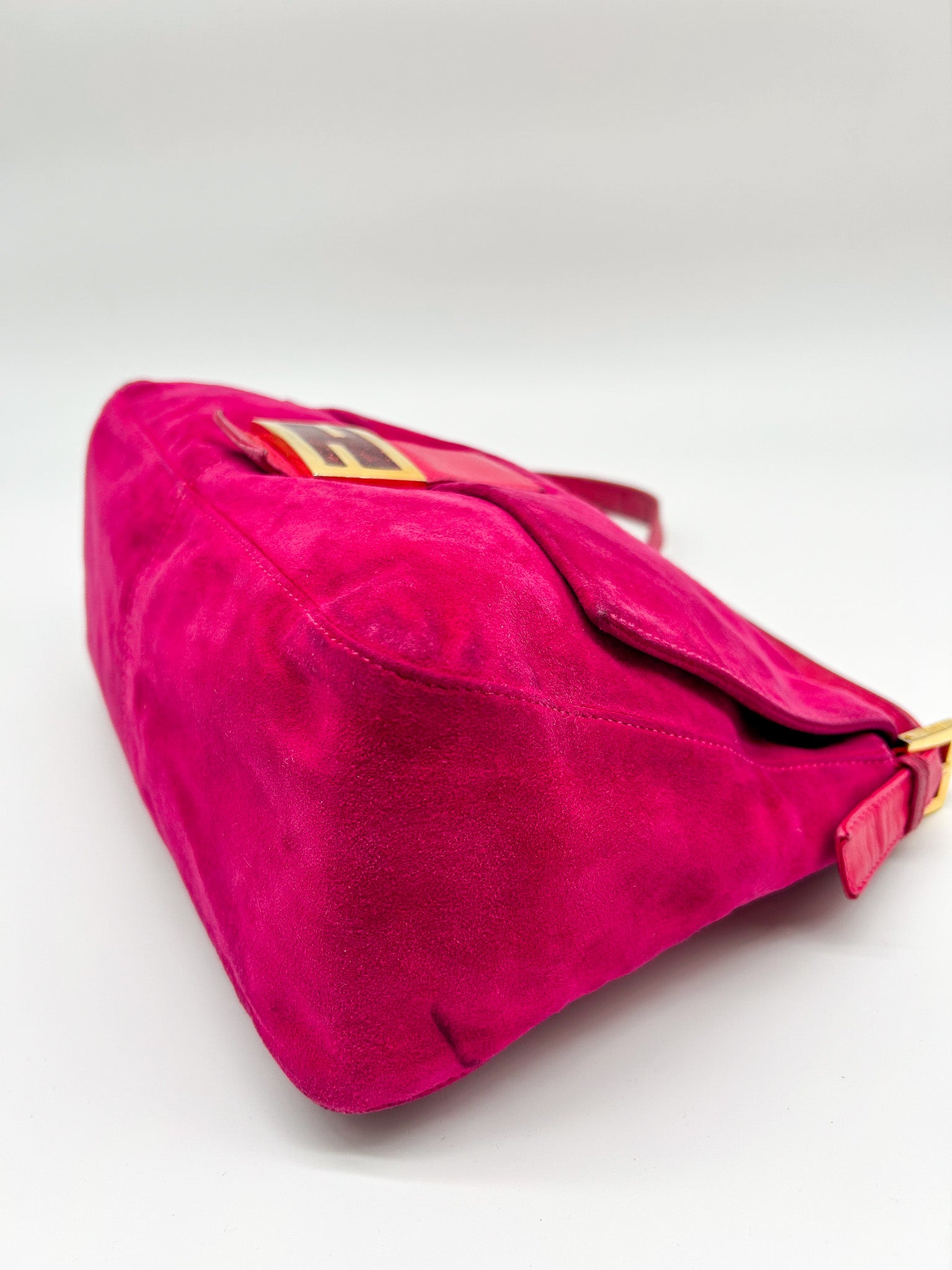 Fendi Raspberry Suede Mamma Baguette Bag