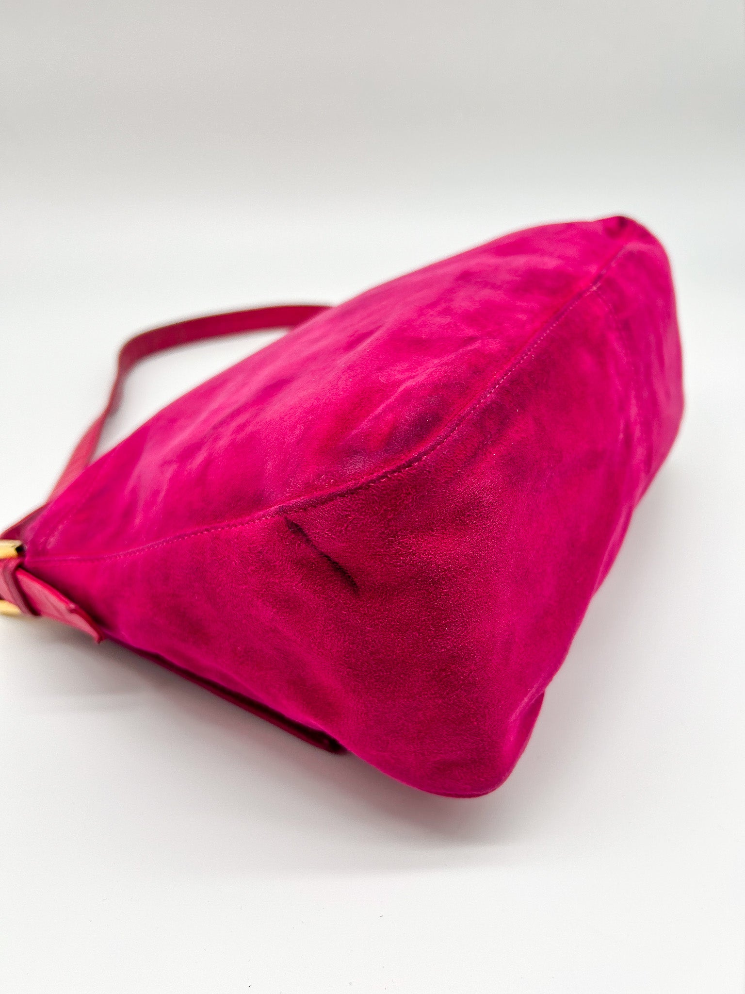 Fendi Raspberry Suede Mamma Baguette Bag